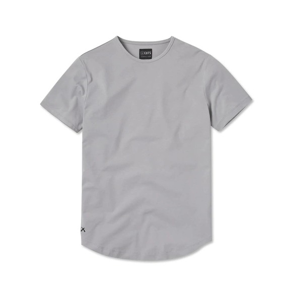 Cuts Clothing Men's Curve Hem Crew Neck Signature Fit Tee T-Shirt - Granite - Picture 1 of 5